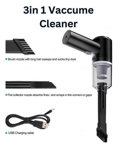 3-in-1 Pro: High-Suction Wireless Car Vacuum & Jet Blower