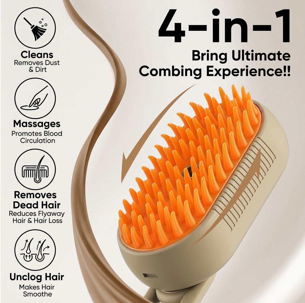 4-in-1 Electric Mist Spray Pet Grooming & Deshedding Brush